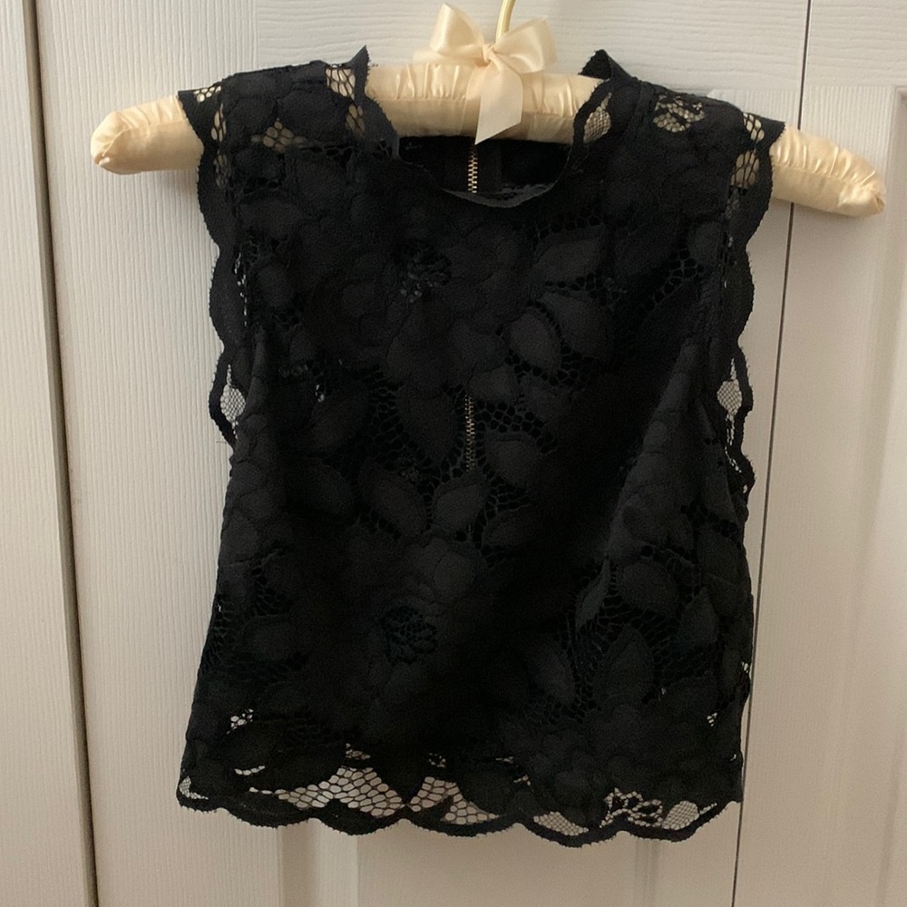 Bebe Black Lace Sleeveless Crop Top
